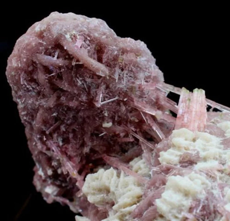 1193 g Large Undamaged Pink Tourmaline Crystal Cluster with Lepidolite & Albite
