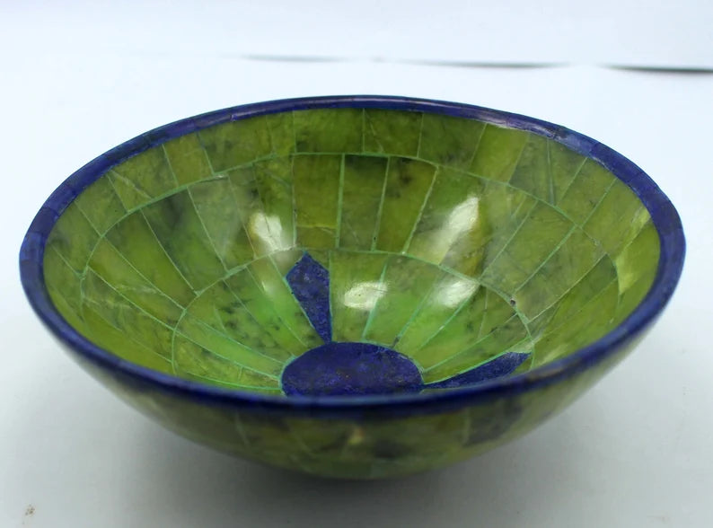 Handmade Royal Blue Lapis Lazuli with Jade Bowl – Afghanistan