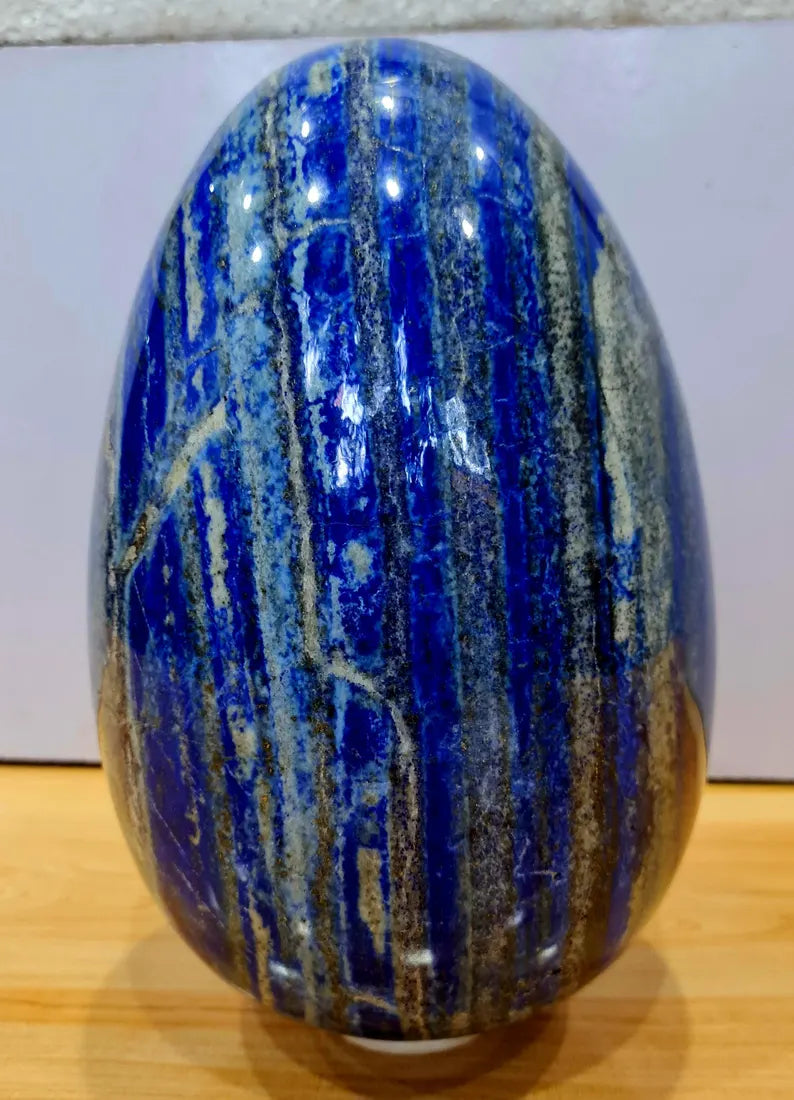 13.440 kg XXL Museum-Size High-Grade Lapis Lazuli Polished Egg with Golden Pyrite Origin: Afghanistan
