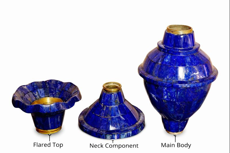 15.7 Inch XXL Handcrafted High-Quality Lapis Lazuli Pair Flower Vases – Afghanistan