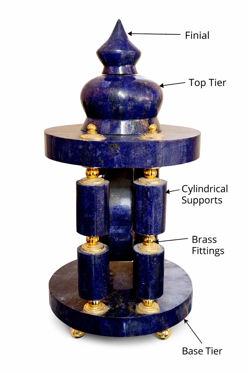 Handcrafted High Quality Lapis Lazuli Clock Decorative Tower – 4180 g | Afghan Stone Art