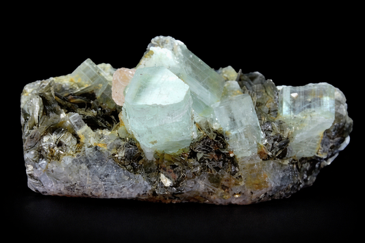 357 g Undamaged & Terminated Aquamarine Crystal Cluster with Pinkish Fluorite – Skardu, Pakistan