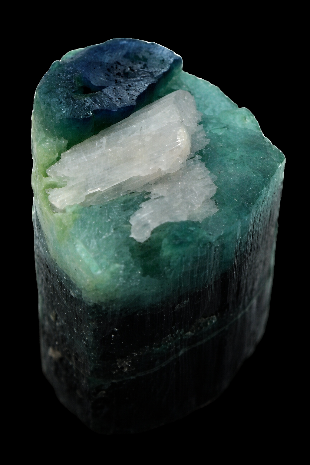 54 gm Terminated Blue Cap Tri Color Tourmaline