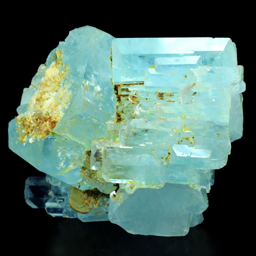 609 g High-Grade Terminated Gemmy Natural Sky Blue Aquamarine Crystal Cluster