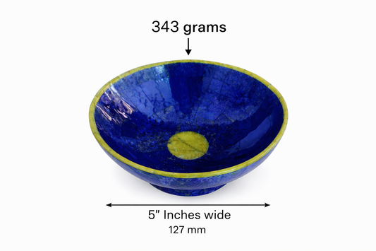 730 Gram Handmade Royal Blue Lapis Lazuli with Jade Bowl – Afghanistan (200 × 80 mm)