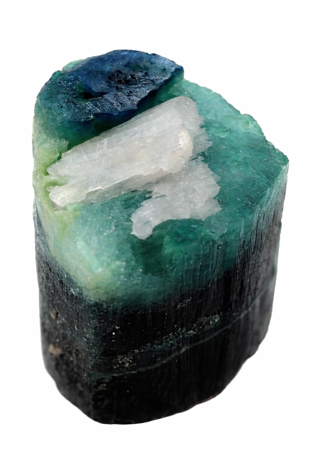 54 gm Terminated Blue Cap Tri Color Tourmaline