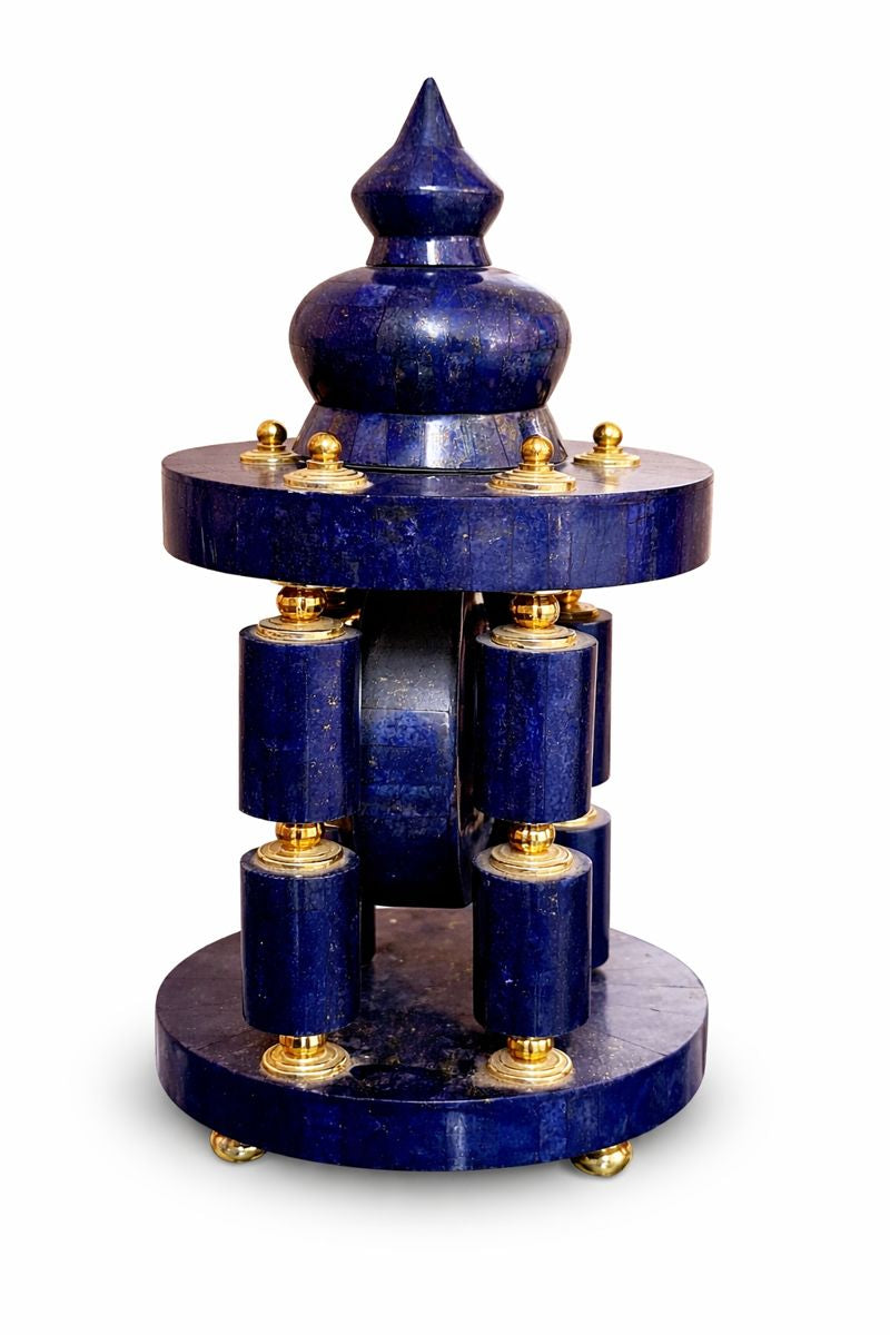 Handcrafted High Quality Lapis Lazuli Clock Decorative Tower – 4180 g | Afghan Stone Art