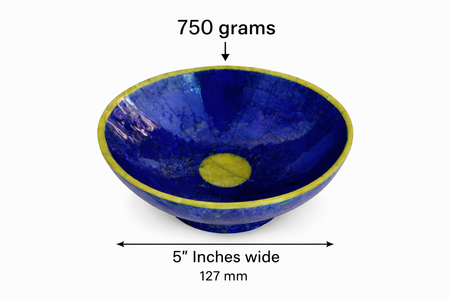 730 Gram Handmade Royal Blue Lapis Lazuli with Jade Bowl – Afghanistan (200 × 80 mm)