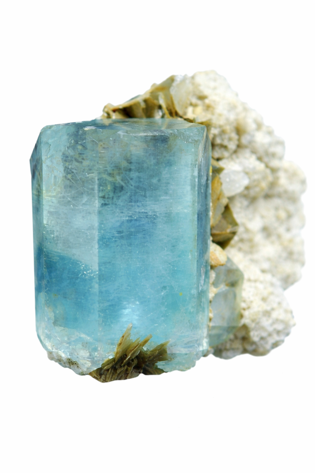 413 g DT Gem Grade Natural Light Blue Aquamarine Crystal on Matrix – Nagar (61 × 95 × 54 mm)