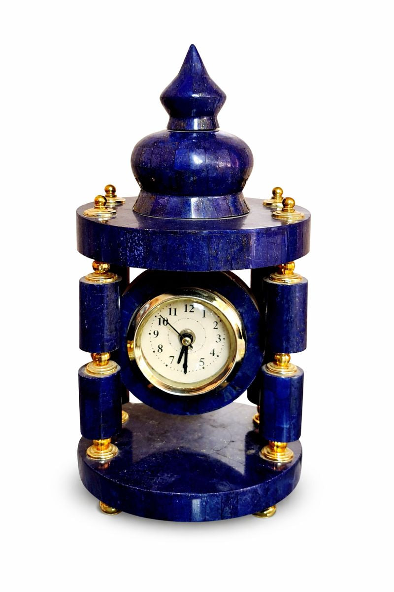 Handcrafted High Quality Lapis Lazuli Clock Decorative Tower – 4180 g | Afghan Stone Art