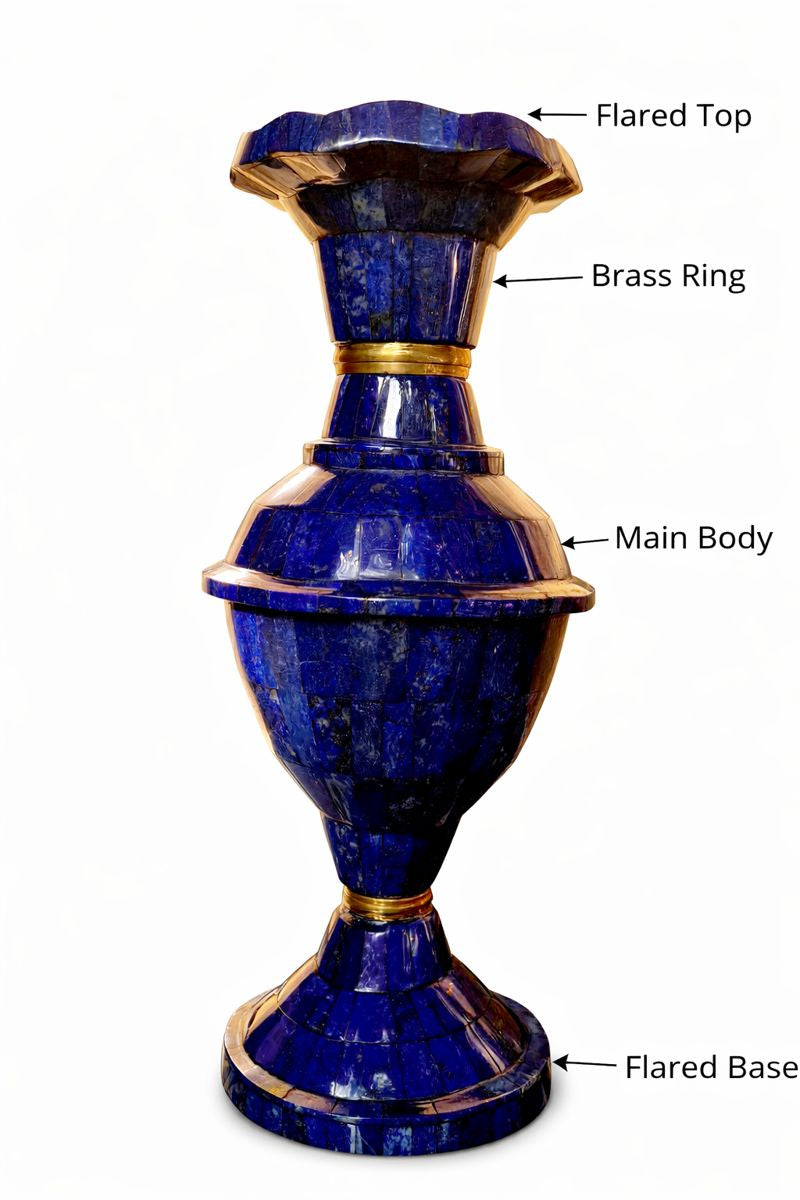 15.7 Inch XXL Handcrafted High-Quality Lapis Lazuli Pair Flower Vases – Afghanistan