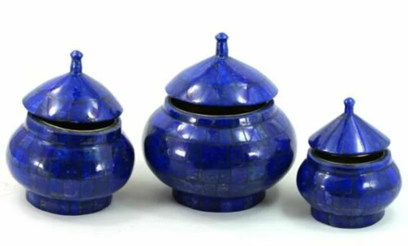 High Quality Lapis Lazuli Jewellery Boxes – 3 Pcs Set