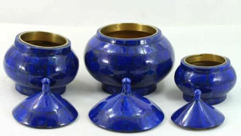 High Quality Lapis Lazuli Jewellery Boxes – 3 Pcs Set