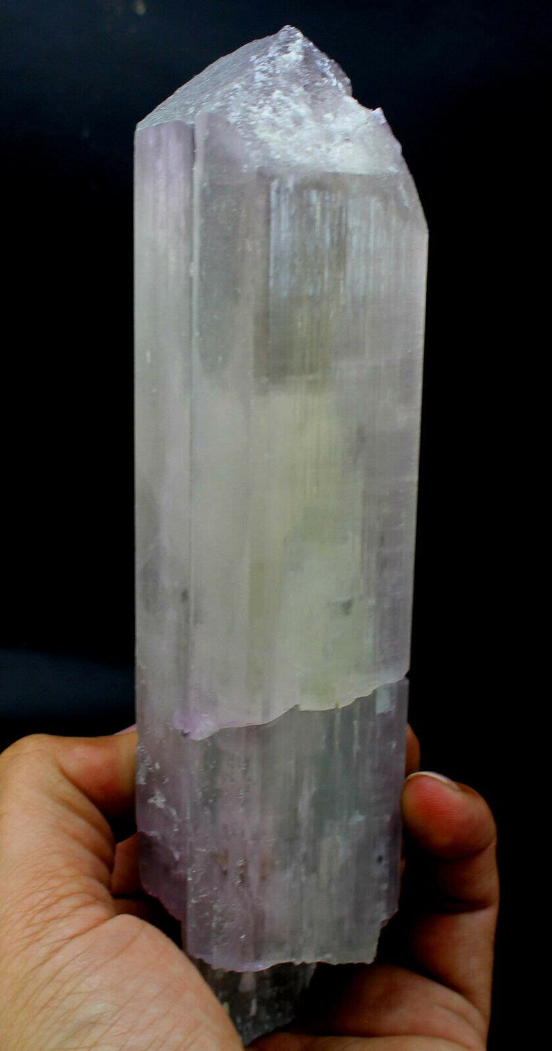 549 gm Natural Terminated V-Shaped Twin Bi-Color Gemmy Kunzite Crystal | Afghanistan
