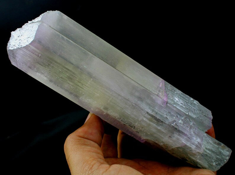 549 gm Natural Terminated V-Shaped Twin Bi-Color Gemmy Kunzite Crystal | Afghanistan