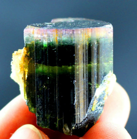 110 CT Terminated Natural Tri-Color Pink Cap Paprok Tourmaline Crystal | Afghanistan (21 × 21 × 21 mm)