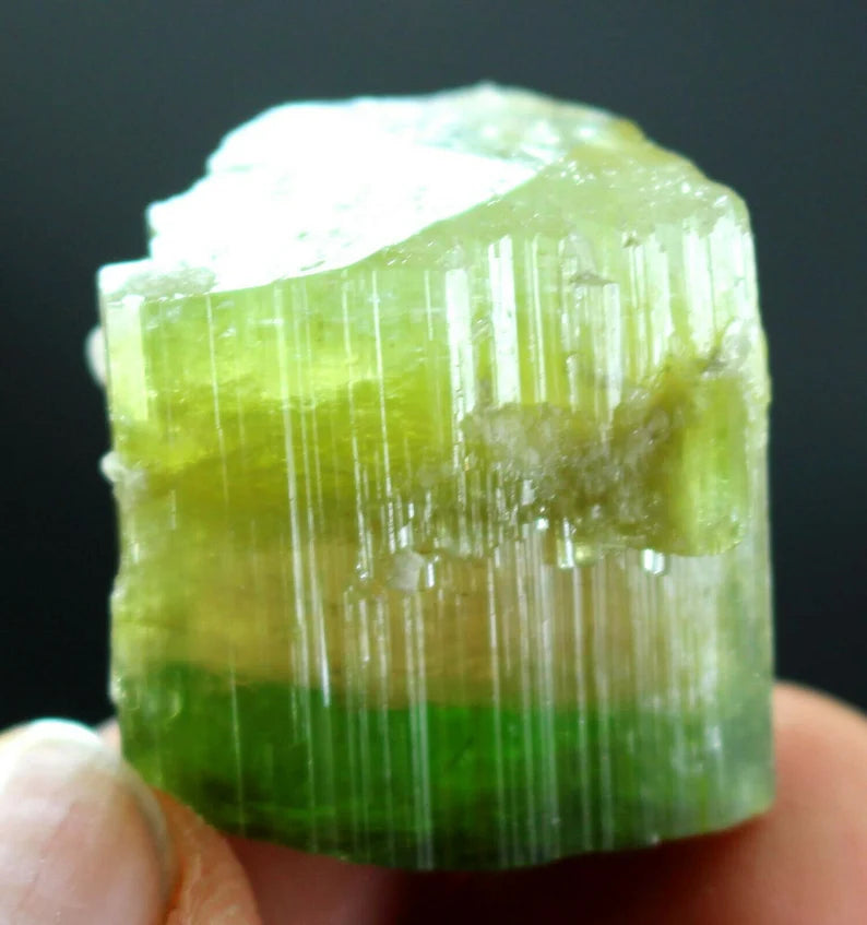 110 CT Terminated Natural Tri-Color Pink Cap Paprok Tourmaline Crystal | Afghanistan (21 × 21 × 21 mm)