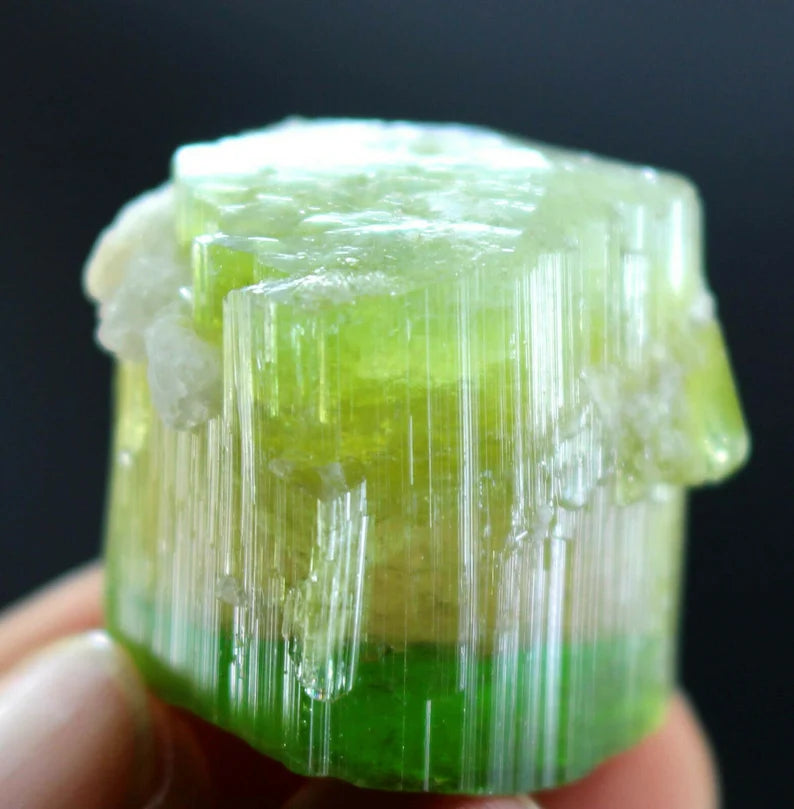 110 CT Terminated Natural Tri-Color Pink Cap Paprok Tourmaline Crystal | Afghanistan (21 × 21 × 21 mm)