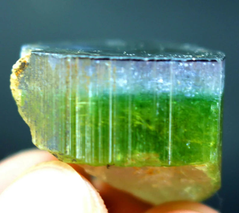 130 CT Terminated Multi-Color Blue Cap Tri-Color Paprok Tourmaline Crystal – Afghanistan