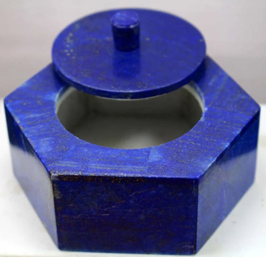 Handmade Royal Blue Lapis Lazuli with Marble Jewelry Box – Decorative Accent