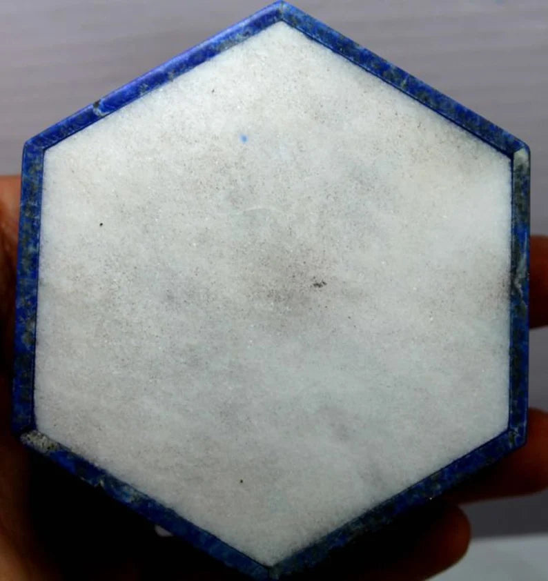 Handmade Royal Blue Lapis Lazuli with Marble Jewelry Box – Decorative Accent