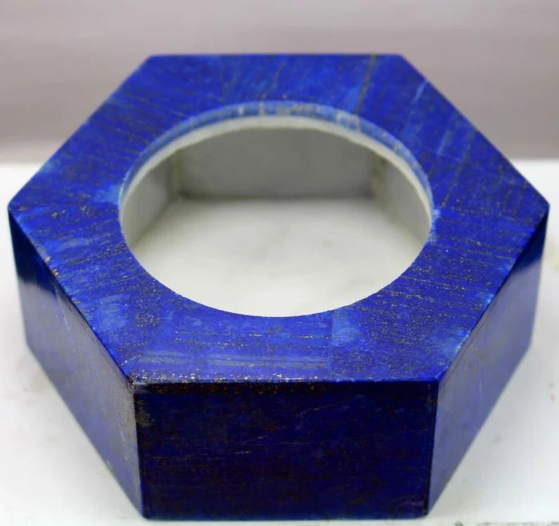 Handmade Royal Blue Lapis Lazuli with Marble Jewelry Box – Decorative Accent