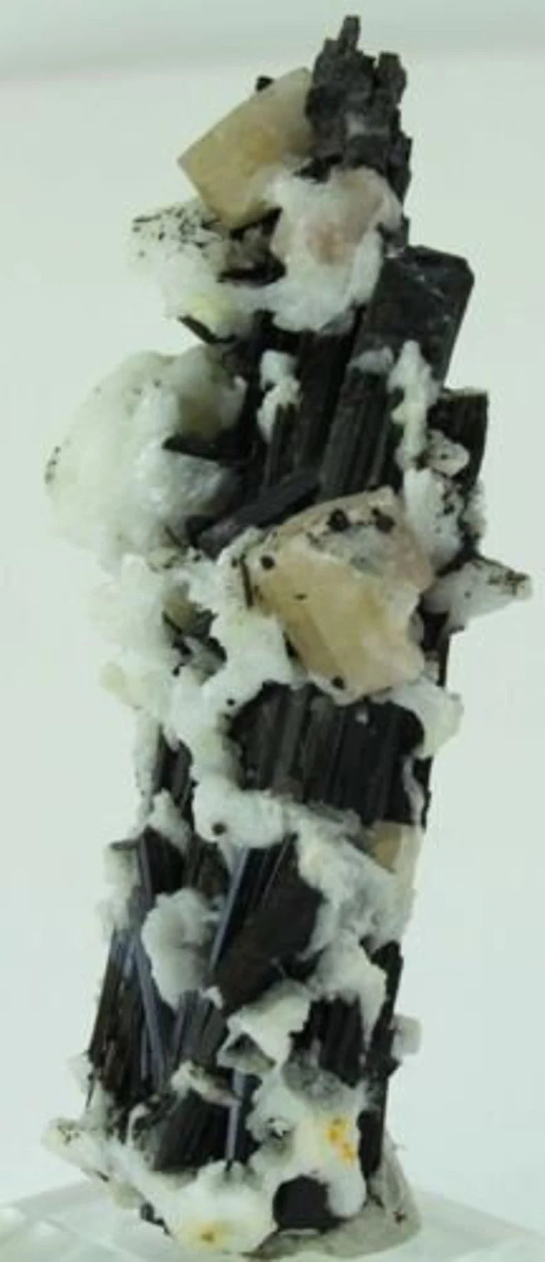 95 g Terminated Apatite with Albite on Schorl Tourmaline Crystal Cluster – Skardu (128 × 51 × 17 mm)