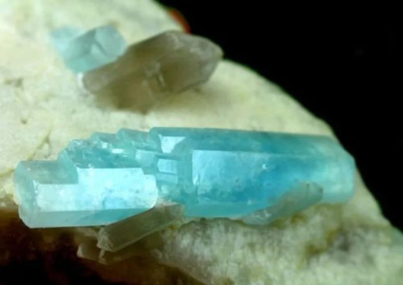553 Gm Undamaged Natural DT Aquamarine Crystals with Smoky Quartz on Feldspar – Afghan Origin