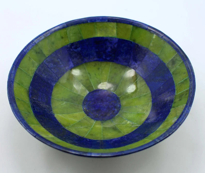 Handmade Royal Blue Lapis Lazuli with Jade Bowl – Afghanistan