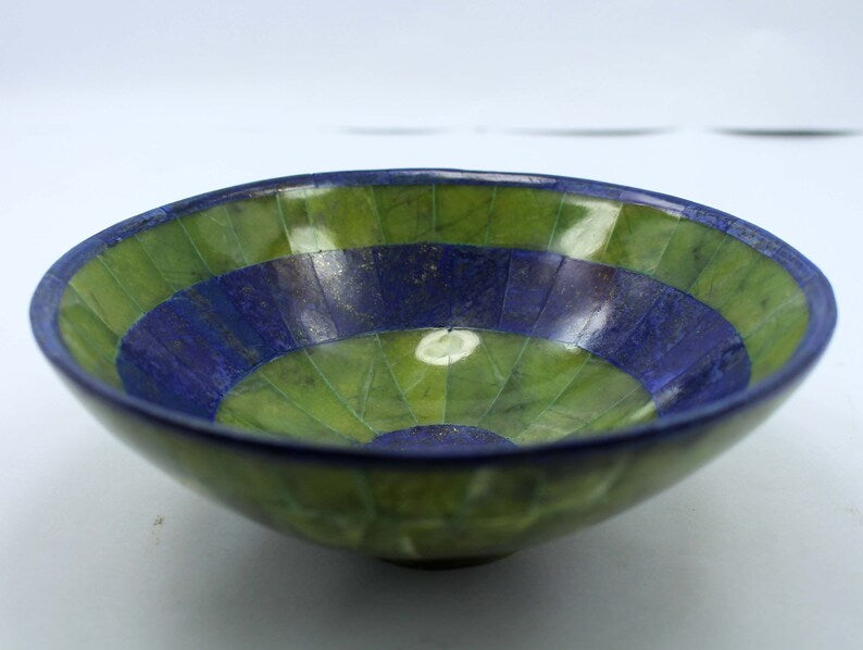 Handmade Royal Blue Lapis Lazuli with Jade Bowl – Afghanistan