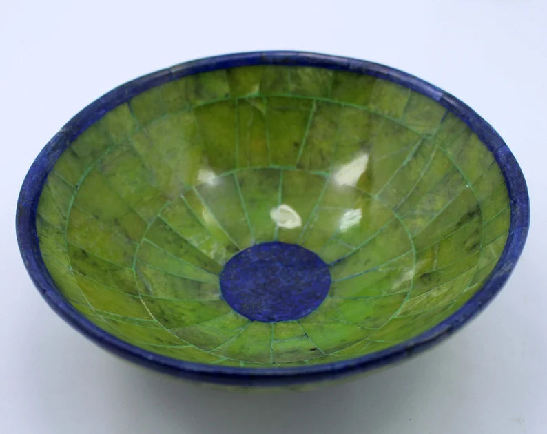 Handmade Royal Blue Lapis Lazuli with Jade Bowl – Afghanistan