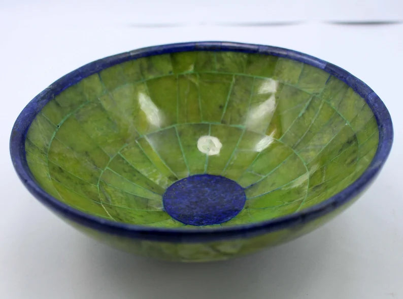 Handmade Royal Blue Lapis Lazuli with Jade Bowl – Afghanistan