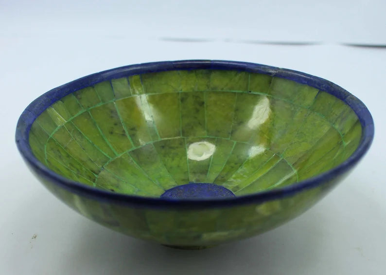 Handmade Royal Blue Lapis Lazuli with Jade Bowl – Afghanistan