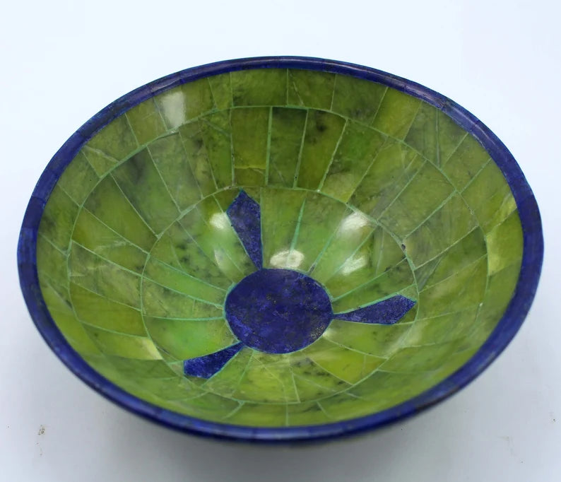 Handmade Royal Blue Lapis Lazuli with Jade Bowl – Afghanistan