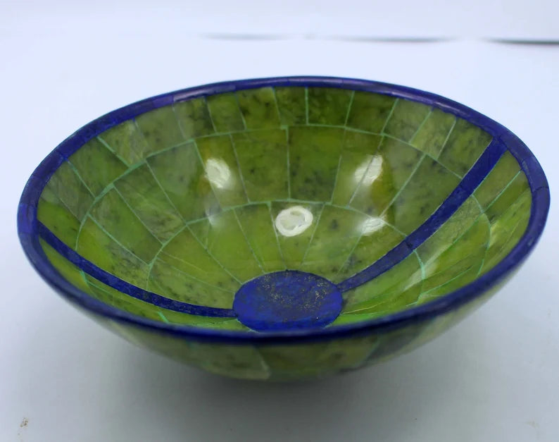 Handmade Royal Blue Lapis Lazuli with Jade Bowl – Afghanistan