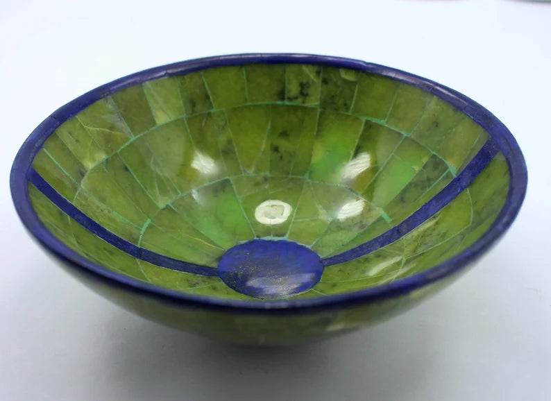 Handmade Royal Blue Lapis Lazuli with Jade Bowl – Afghanistan