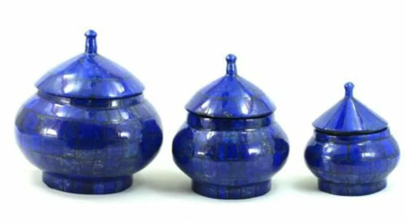 High Quality Lapis Lazuli Jewellery Boxes – 3 Pcs Set