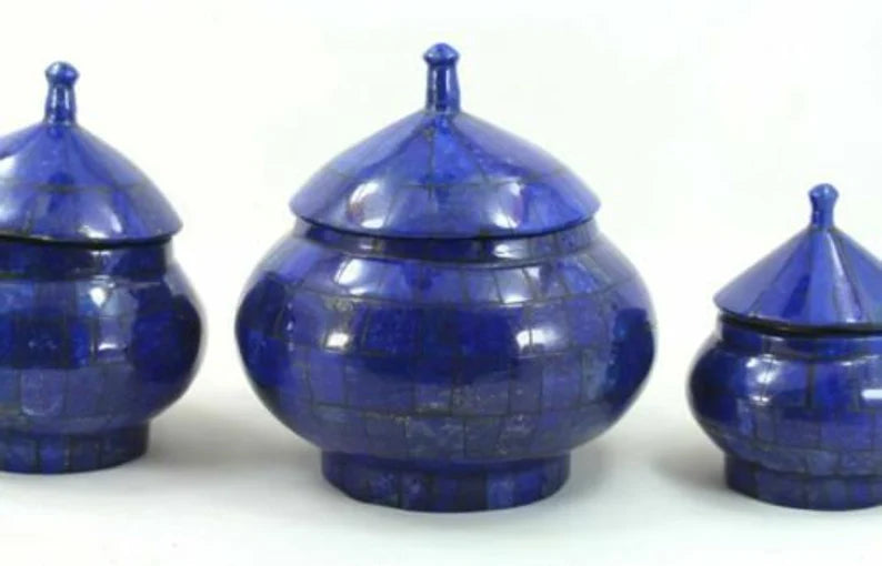 High Quality Lapis Lazuli Jewellery Boxes – 3 Pcs Set