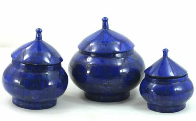 High Quality Lapis Lazuli Jewellery Boxes – 3 Pcs Set