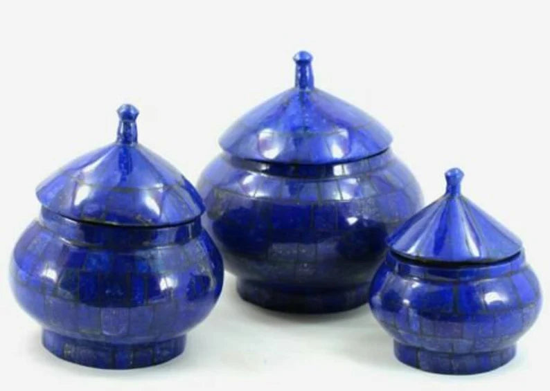 High Quality Lapis Lazuli Jewellery Boxes – 3 Pcs Set