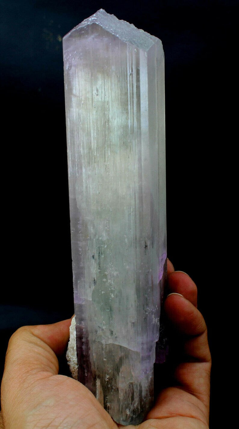 549 gm Natural Terminated V-Shaped Twin Bi-Color Gemmy Kunzite Crystal | Afghanistan