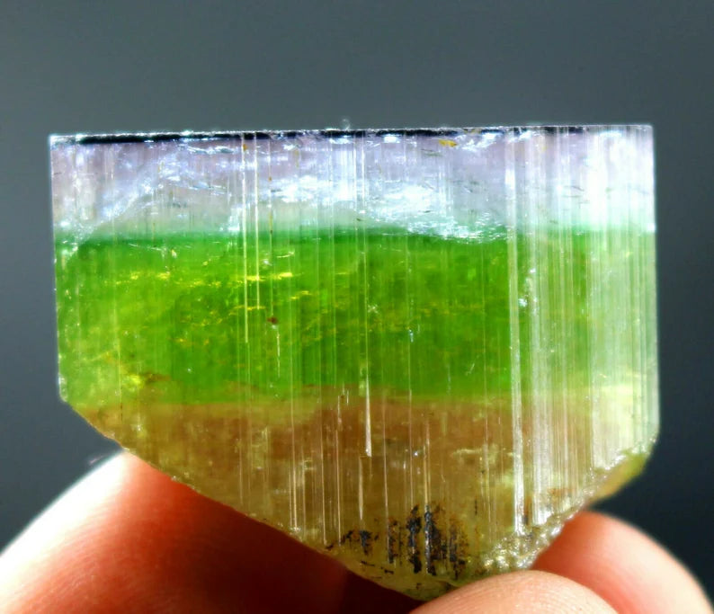 130 CT Terminated Multi-Color Blue Cap Tri-Color Paprok Tourmaline Crystal – Afghanistan