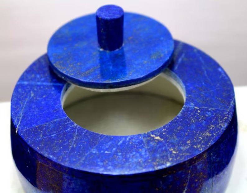 Handmade Royal Blue Lapis Lazuli & Marble Jewelry Box – Decorative