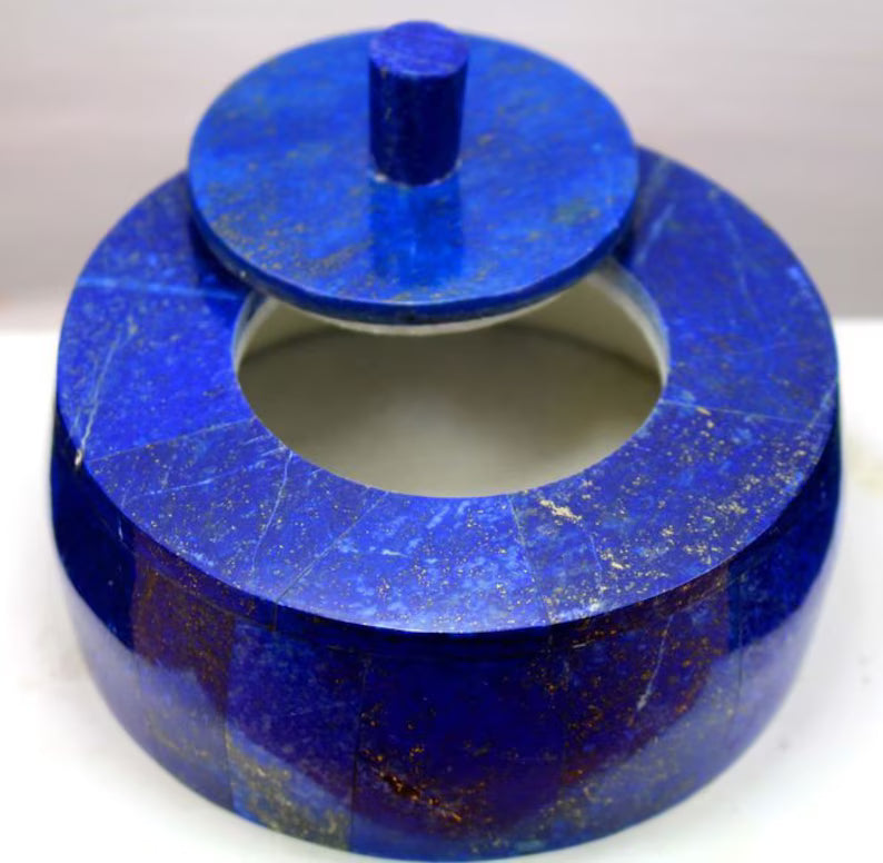 Handmade Royal Blue Lapis Lazuli & Marble Jewelry Box – Decorative