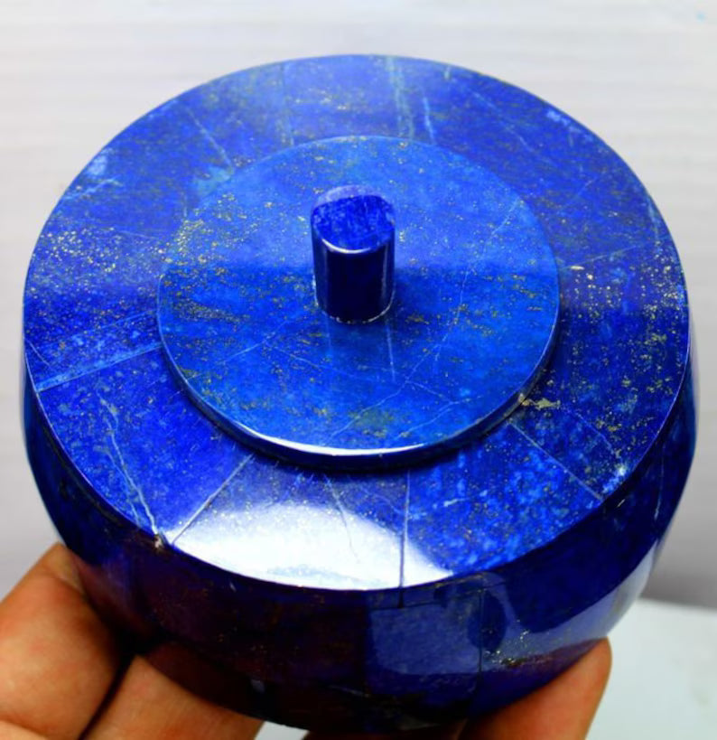 Handmade Royal Blue Lapis Lazuli & Marble Jewelry Box – Decorative