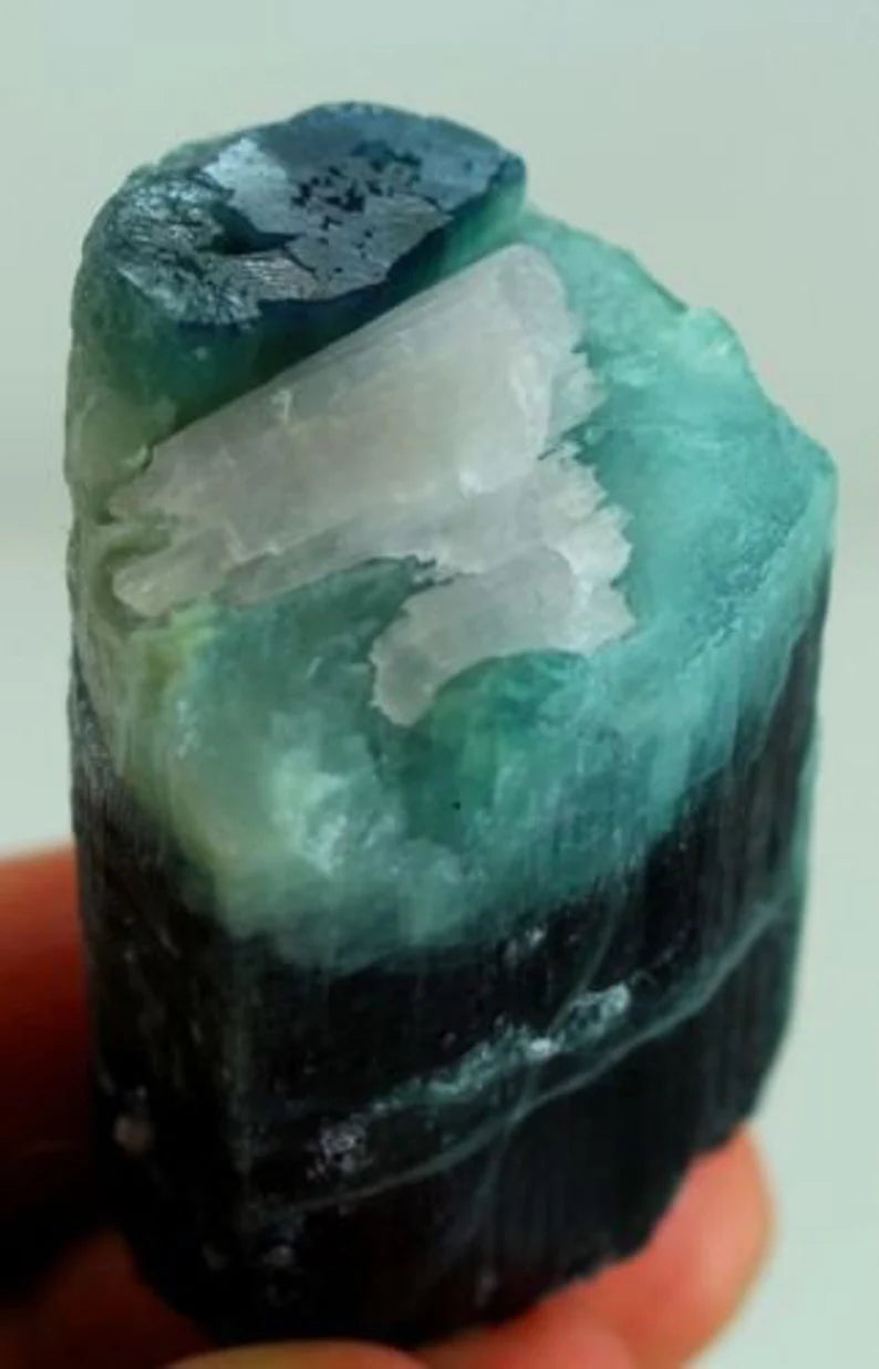 54 gm Terminated Blue Cap Tri Color Tourmaline