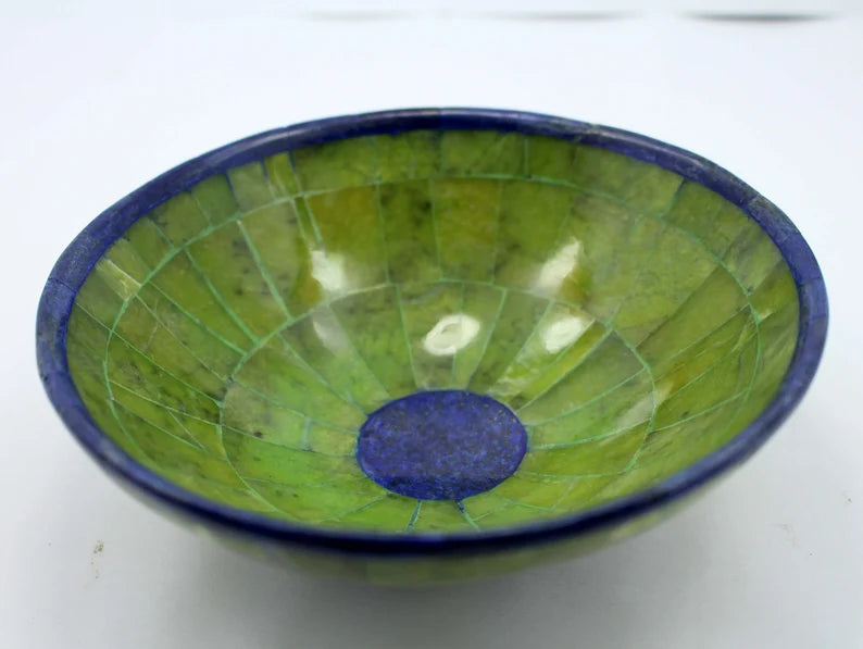 Handmade Royal Blue Lapis Lazuli with Jade Bowl – Afghanistan