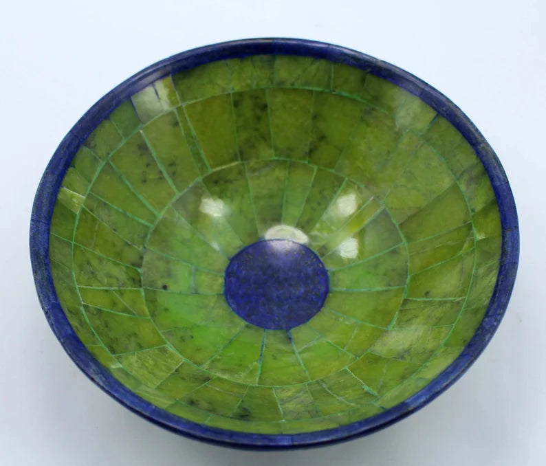 Handmade Royal Blue Lapis Lazuli with Jade Bowl – Afghanistan