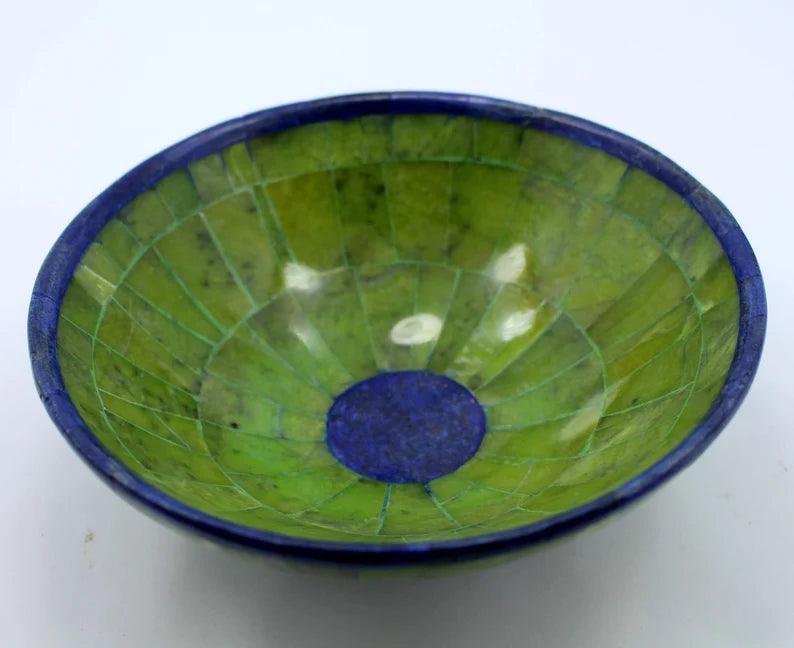 Handmade Royal Blue Lapis Lazuli with Jade Bowl – Afghanistan