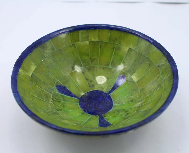 Handmade Royal Blue Lapis Lazuli with Jade Bowl – Afghanistan